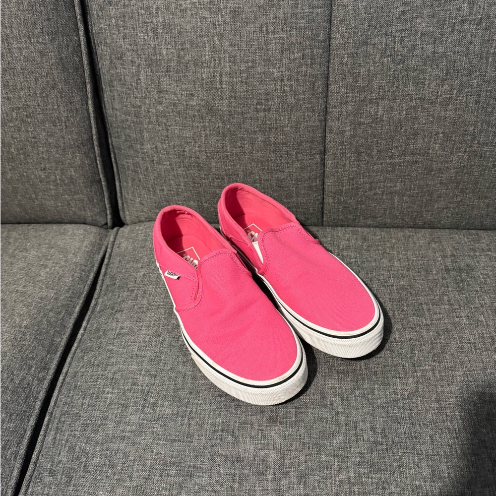 Vans Women's Bright Pink Slip-On Sneakers 7.5